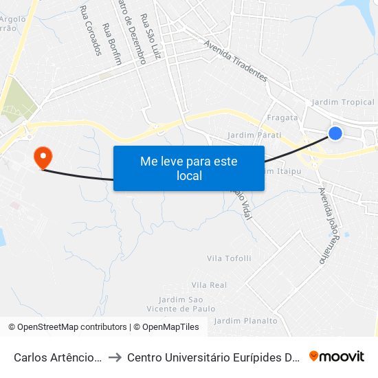 Carlos Artêncio, 277 to Centro Universitário Eurípides De Marília map
