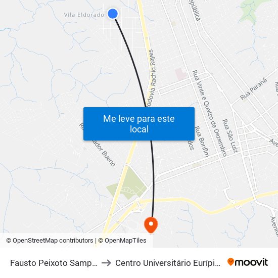 Fausto Peixoto Sampaio, 60-114 to Centro Universitário Eurípides De Marília map