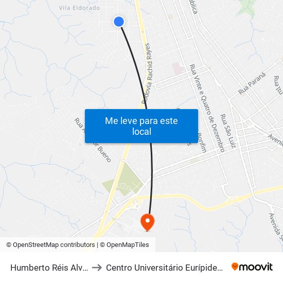 Humberto Réis Alves, 415 to Centro Universitário Eurípides De Marília map