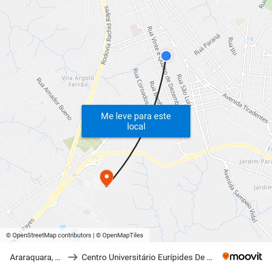 Araraquara, 236 to Centro Universitário Eurípides De Marília map