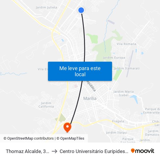 Thomaz Alcalde, 378-428 to Centro Universitário Eurípides De Marília map