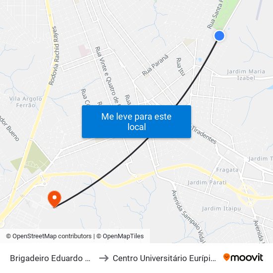 Brigadeiro Eduardo Gomes, 795 to Centro Universitário Eurípides De Marília map