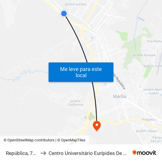 República, 7102 to Centro Universitário Eurípides De Marília map