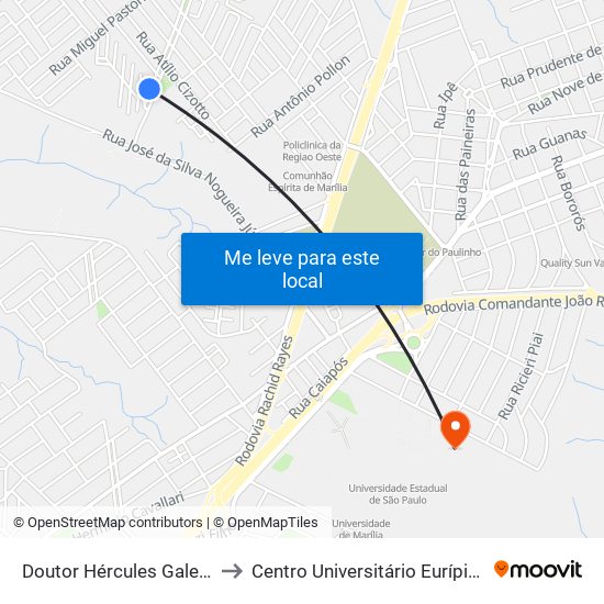 Doutor Hércules Galete, 262-286 to Centro Universitário Eurípides De Marília map
