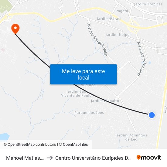 Manoel Matias, 512 to Centro Universitário Eurípides De Marília map