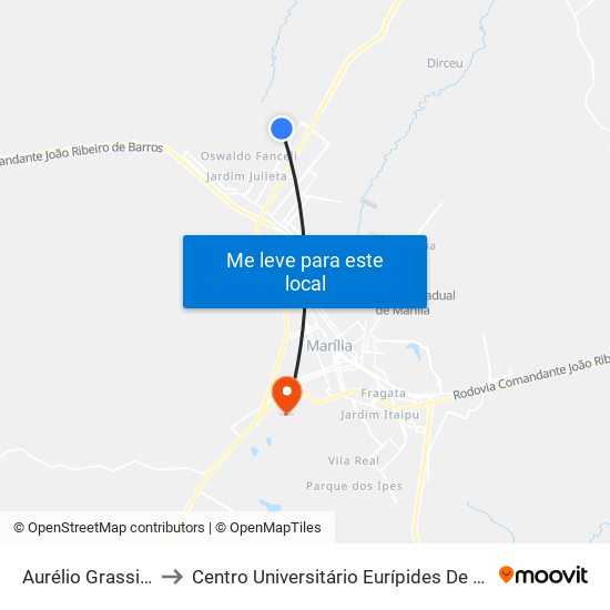 Aurélio Grassi, 25 to Centro Universitário Eurípides De Marília map