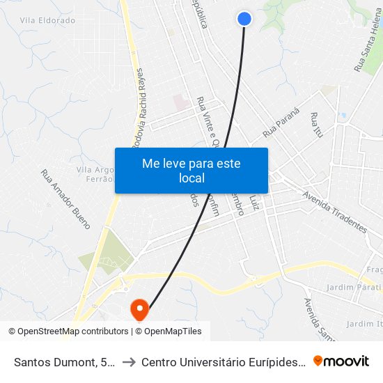 Santos Dumont, 576-650 to Centro Universitário Eurípides De Marília map