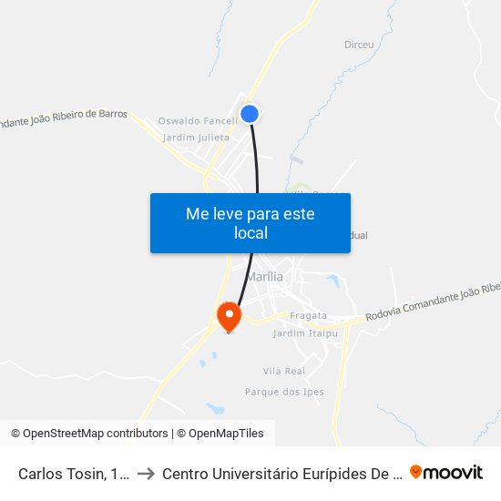 Carlos Tosin, 1083 to Centro Universitário Eurípides De Marília map