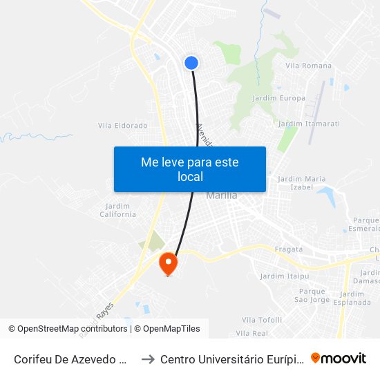 Corifeu De Azevedo Marquês, 215 to Centro Universitário Eurípides De Marília map