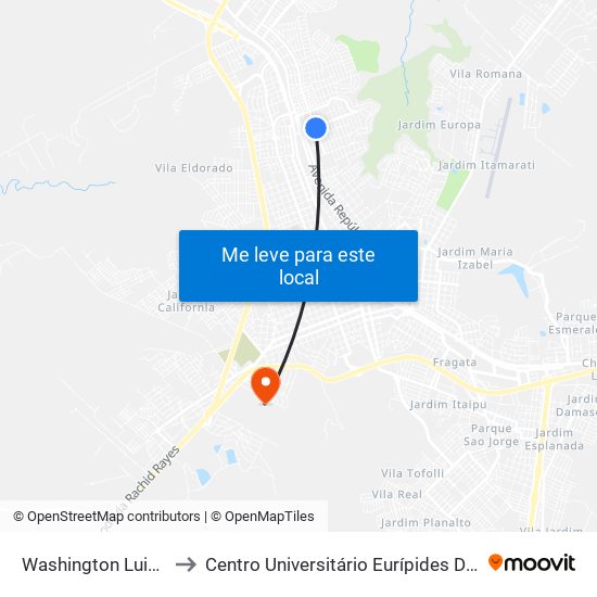 Washington Luiz, 470 to Centro Universitário Eurípides De Marília map