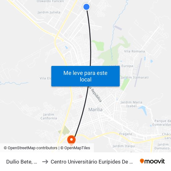 Duílio Bete, 365 to Centro Universitário Eurípides De Marília map