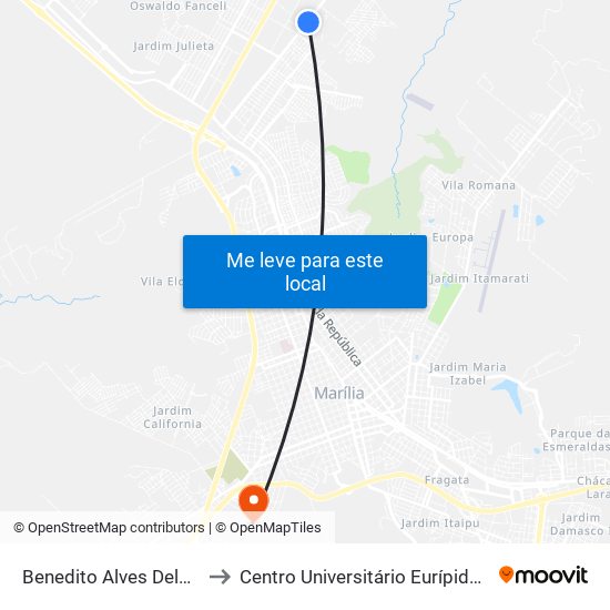 Benedito Alves Delfino, 2060 to Centro Universitário Eurípides De Marília map