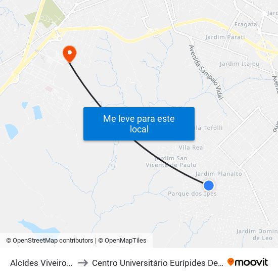 Alcídes Viveiros, 80 to Centro Universitário Eurípides De Marília map