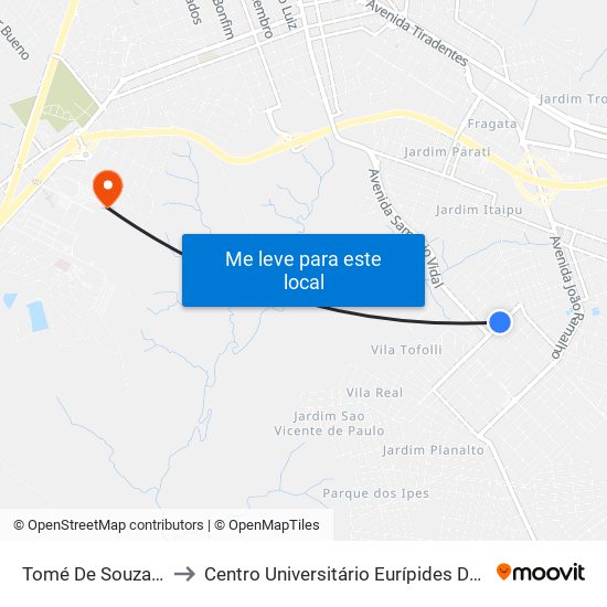 Tomé De Souza, 220 to Centro Universitário Eurípides De Marília map