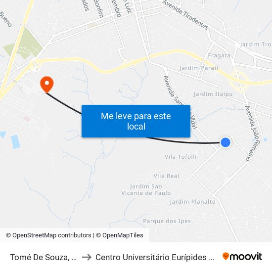 Tomé De Souza, 21-39 to Centro Universitário Eurípides De Marília map