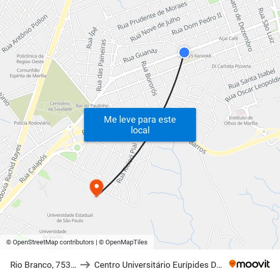 Rio Branco, 753-759 to Centro Universitário Eurípides De Marília map