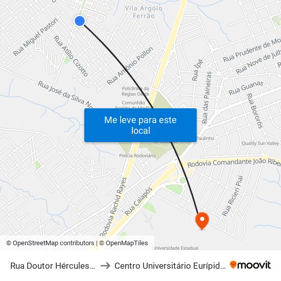 Rua Doutor Hércules Galete, 03 to Centro Universitário Eurípides De Marília map