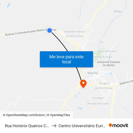 Rua Honório Queiros Coutinho/ Praça to Centro Universitário Eurípides De Marília map
