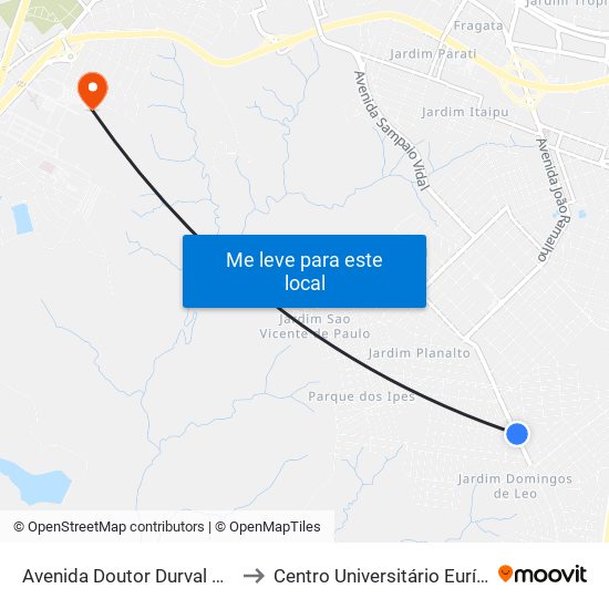 Avenida Doutor Durval De Menezes, 851 to Centro Universitário Eurípides De Marília map