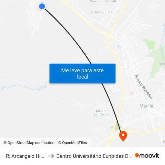 R: Arcangelo Hipólito to Centro Universitário Eurípides De Marília map