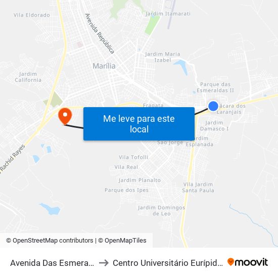 Avenida Das Esmeraldas, 3023 to Centro Universitário Eurípides De Marília map