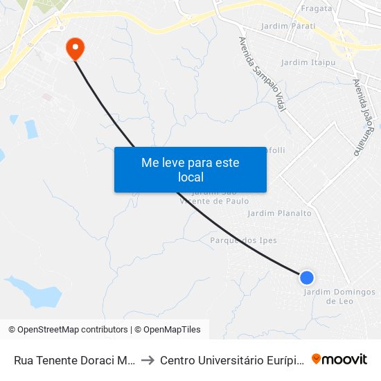 Rua Tenente Doraci Marquês, 460 to Centro Universitário Eurípides De Marília map