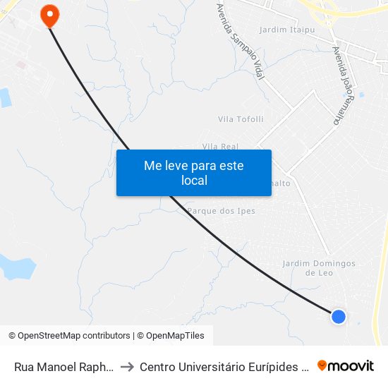 Rua Manoel Raphael, 50 to Centro Universitário Eurípides De Marília map