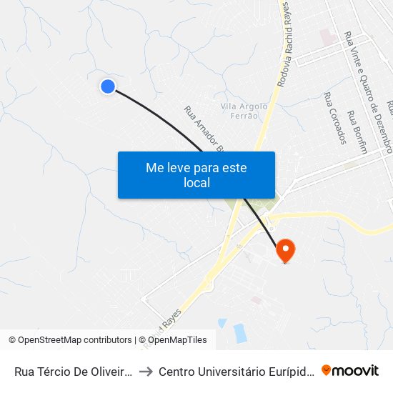 Rua Tércio De Oliveira Messias to Centro Universitário Eurípides De Marília map