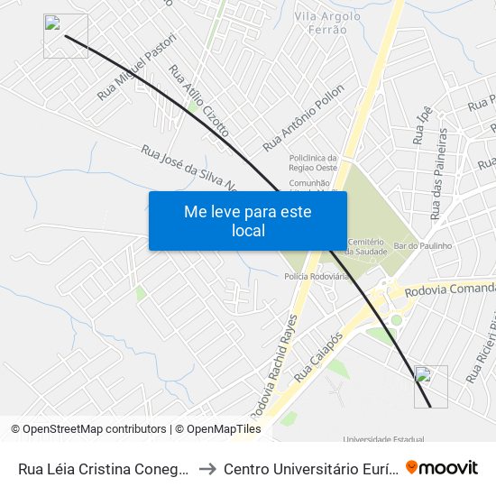 Rua Léia Cristina Coneglian Iwazaki, 240 to Centro Universitário Eurípides De Marília map