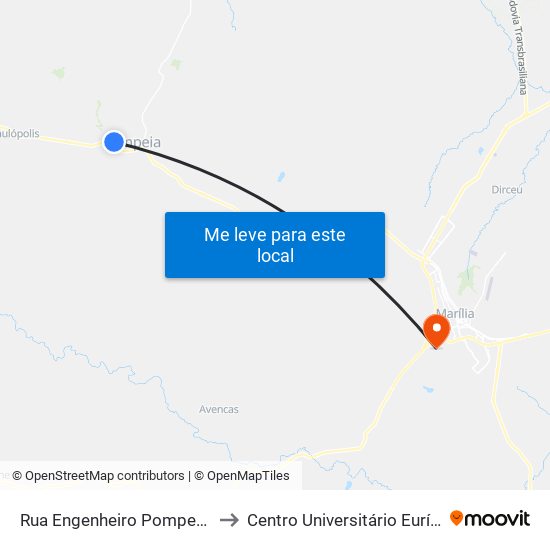 Rua Engenheiro Pompeu Guimarães, 23 to Centro Universitário Eurípides De Marília map