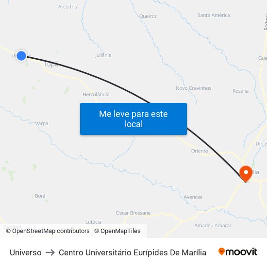 Universo to Centro Universitário Eurípides De Marília map