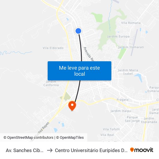 Av. Sanches Cibantos to Centro Universitário Eurípides De Marília map