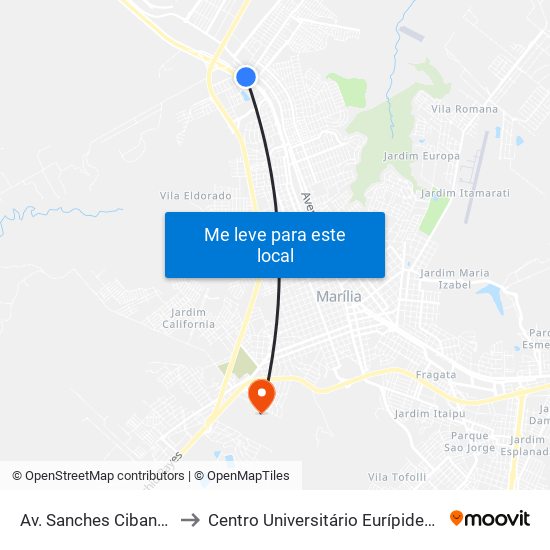 Av. Sanches Cibantos, 918 to Centro Universitário Eurípides De Marília map