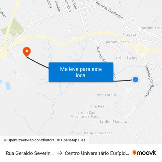 Rua Geraldo Severino Cacique to Centro Universitário Eurípides De Marília map