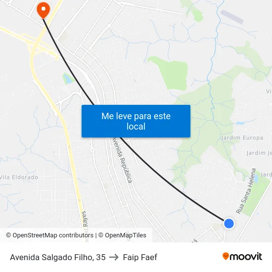 Avenida Salgado Filho, 35 to Faip Faef map