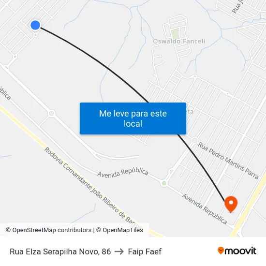Rua Elza Serapilha Novo, 86 to Faip Faef map