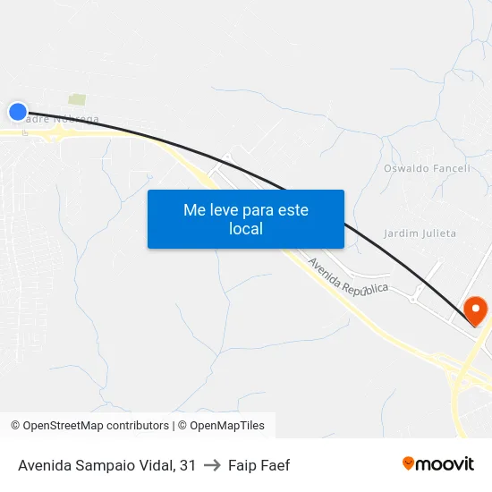 Avenida Sampaio Vidal, 31 to Faip Faef map