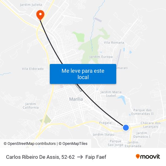 Carlos Ribeiro De Assis, 52-62 to Faip Faef map