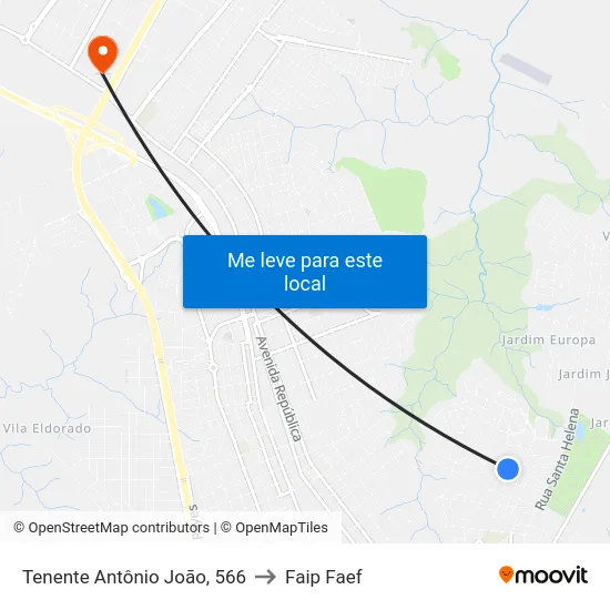 Tenente Antônio João, 566 to Faip Faef map