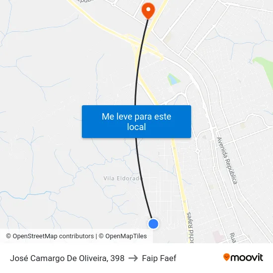 José Camargo De Oliveira, 398 to Faip Faef map