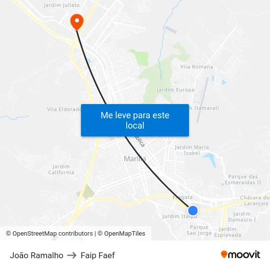 João Ramalho to Faip Faef map