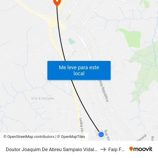 Doutor Joaquim De Abreu Sampaio Vidal, 364 to Faip Faef map