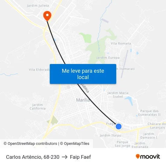 Carlos Artêncio, 68-230 to Faip Faef map