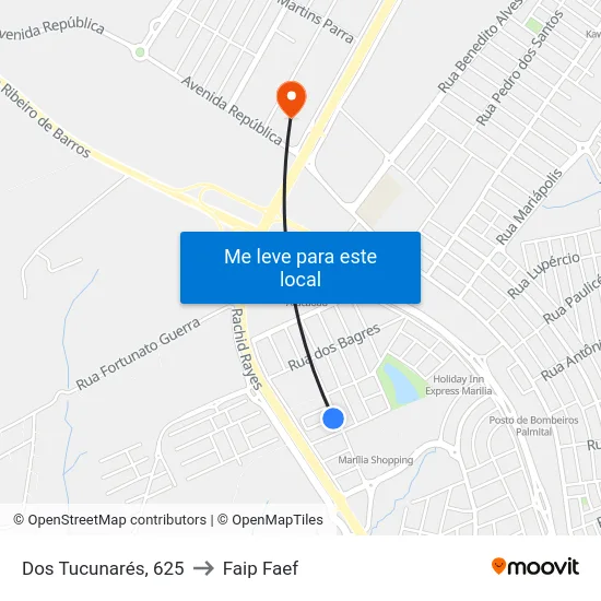 Dos Tucunarés, 625 to Faip Faef map