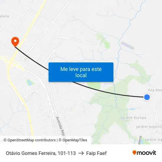 Otávio Gomes Ferreira, 101-113 to Faip Faef map