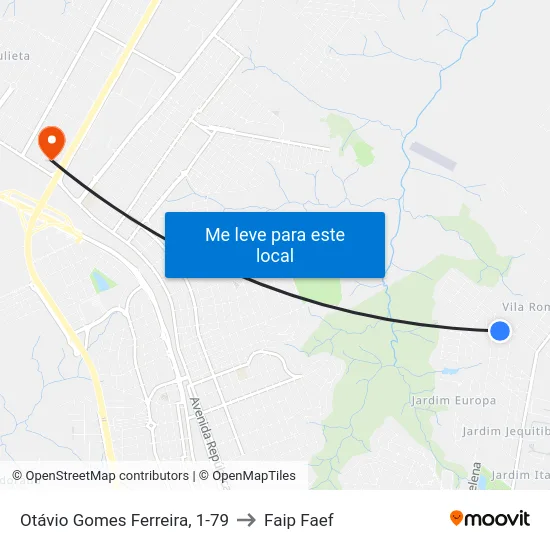 Otávio Gomes Ferreira, 1-79 to Faip Faef map