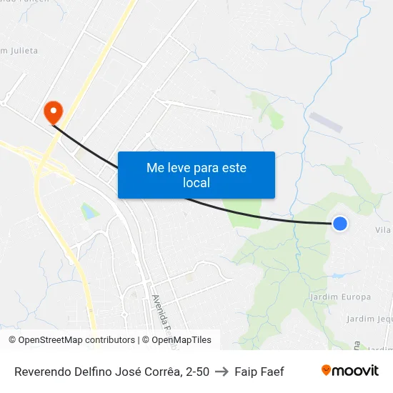 Reverendo Delfino José Corrêa, 2-50 to Faip Faef map