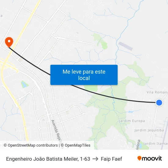Engenheiro João Batista Meiler, 1-63 to Faip Faef map