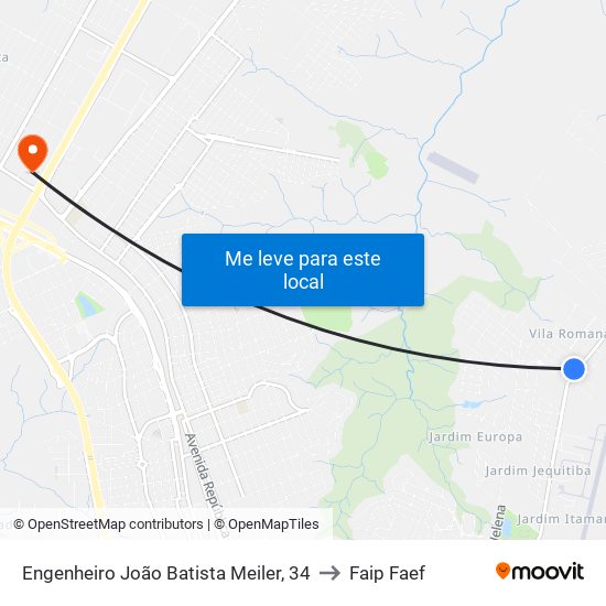 Engenheiro João Batista Meiler, 34 to Faip Faef map