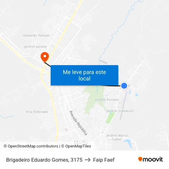 Brigadeiro Eduardo Gomes, 3175 to Faip Faef map